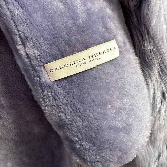 Carolina Herrera tan & blue couture shearling coat - Picture 6 of 14